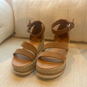 Dolce Vita Tan Leather Strappy Wedges.